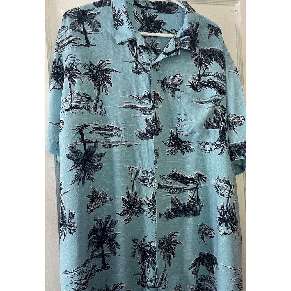 George Hawaiian Short Sleeve‎ Shirt Sailboats 2xl  With Pocket